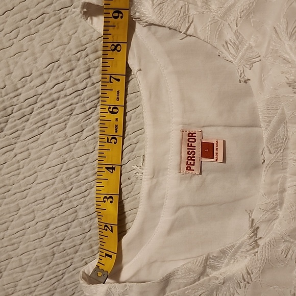 Great for Holiday Event ❄️🥂 Persifor White Embroidered Fringe Leaf Clare Dress - Picture 9 of 12